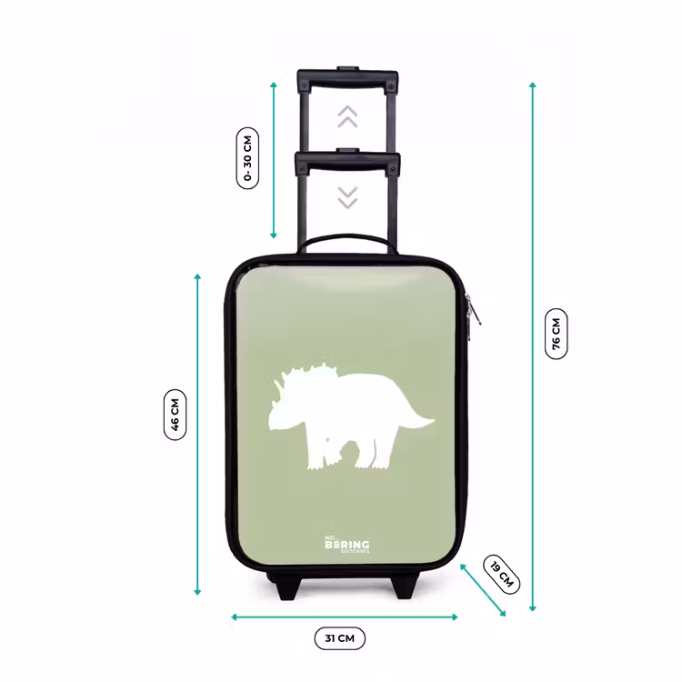 Children's suitcase - Green with Triceratops dino — 3