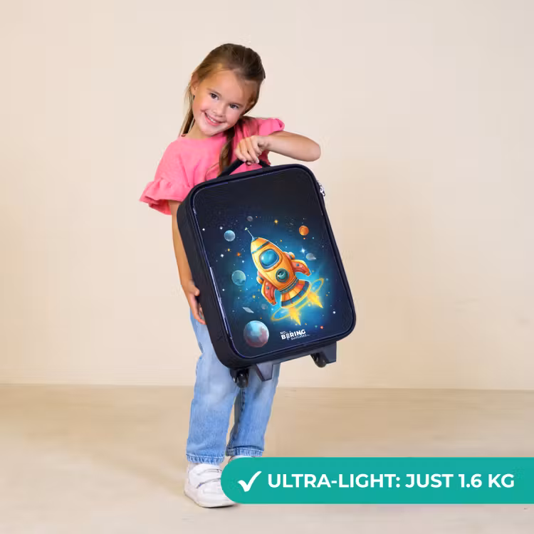 Children's suitcase - Orange rocket in the starry sky — 3