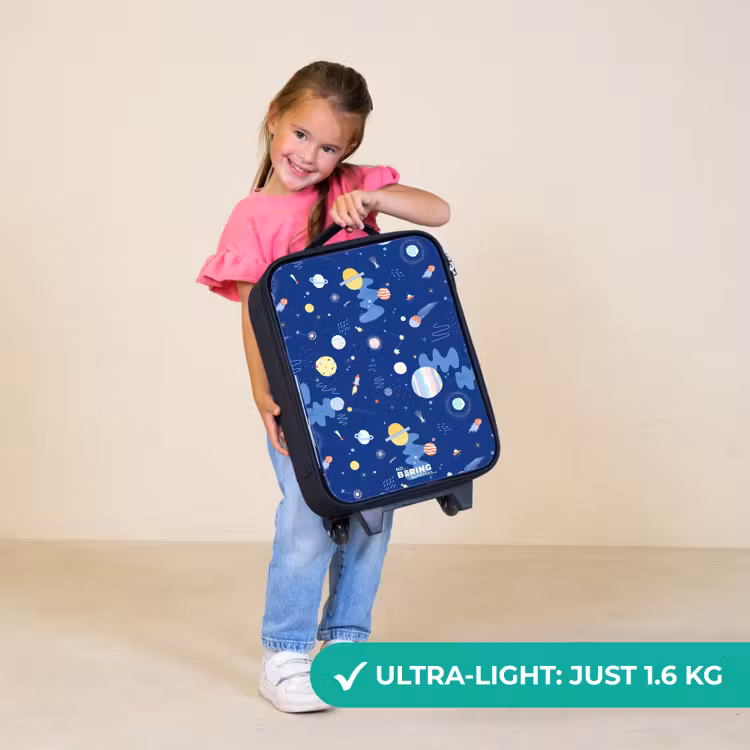 Children's suitcase - Pattern of planets on a dark background — 3
