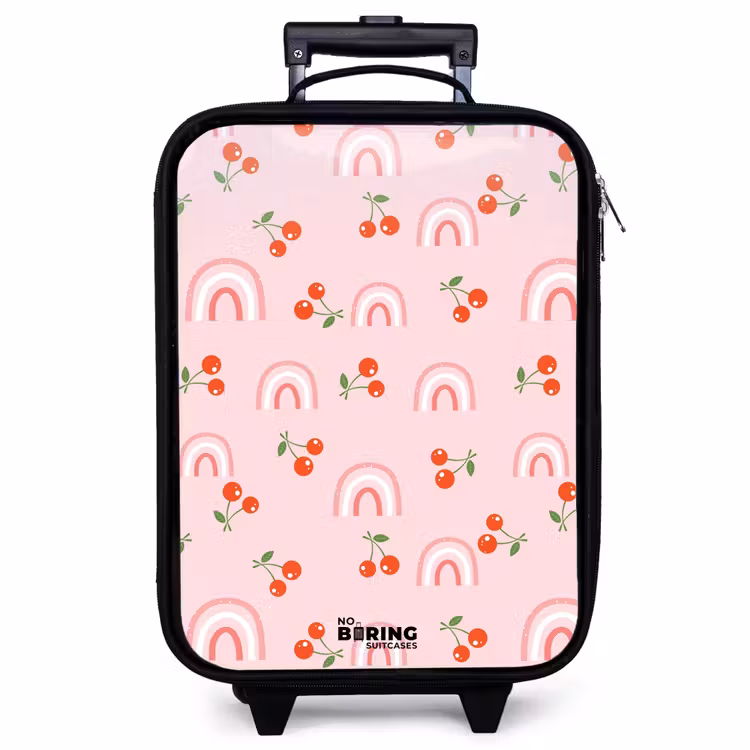 Children's suitcase - Pink with rainbow and cherry pattern — 1