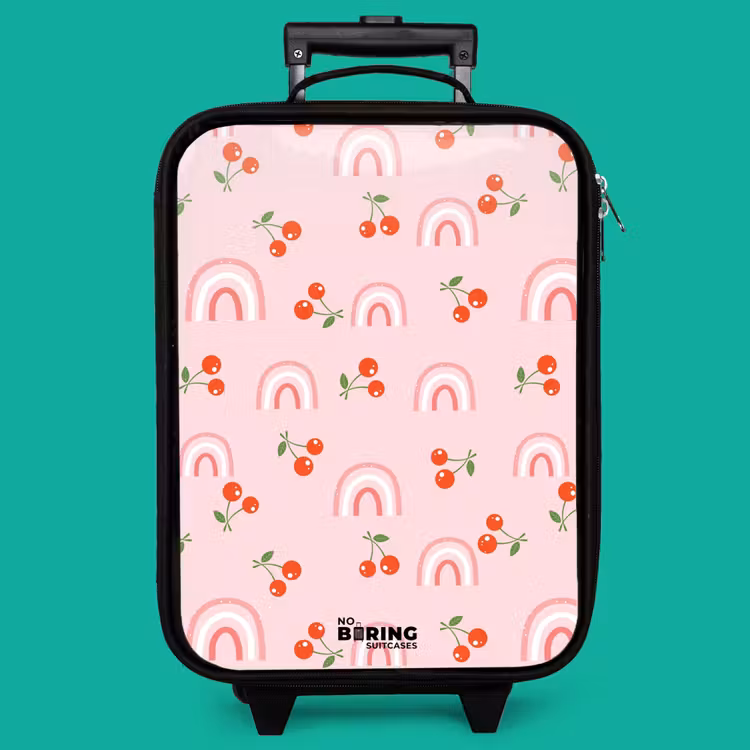 Children's suitcase - Pink with rainbow and cherry pattern — 4