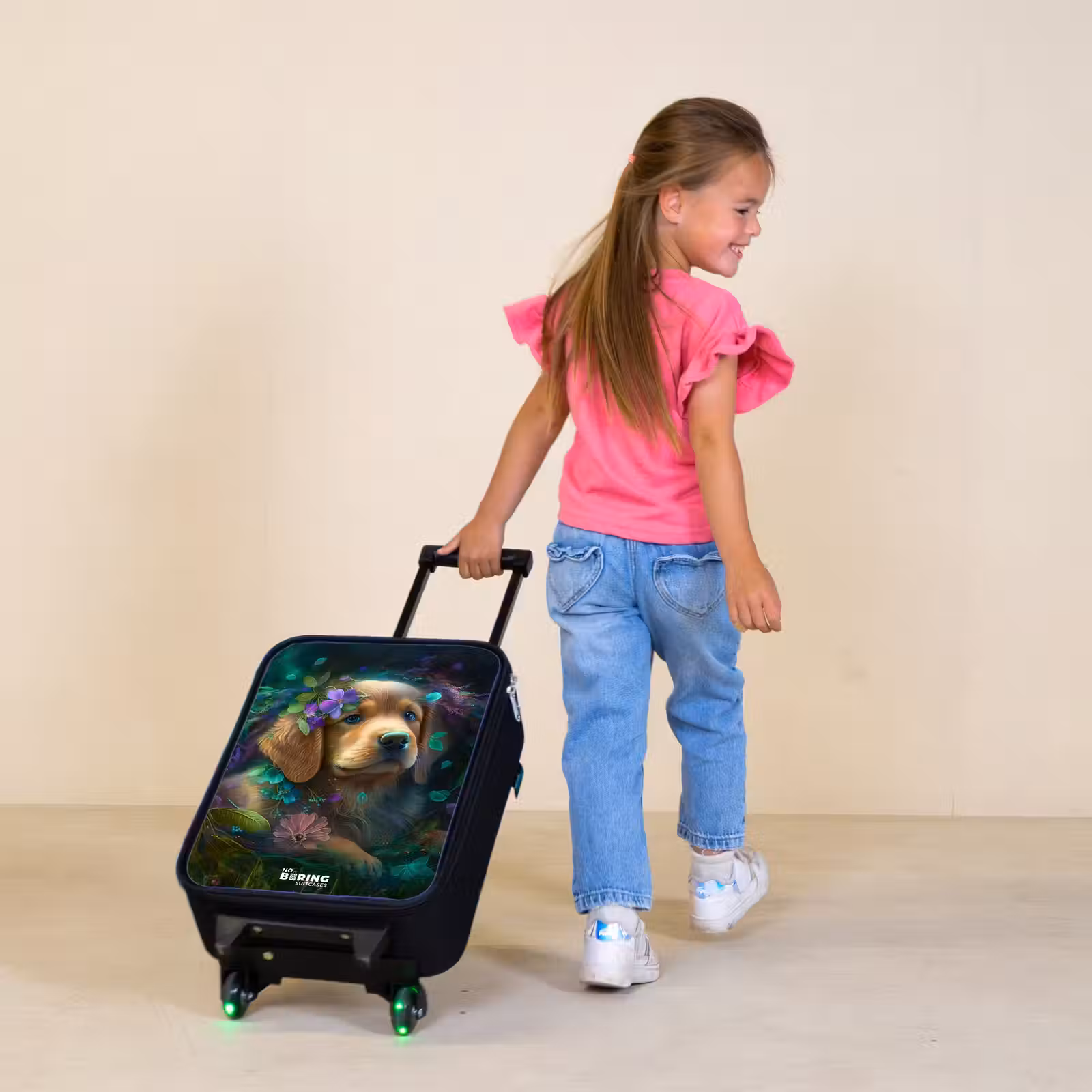 Children's suitcase - Brown dog among flowers — 1