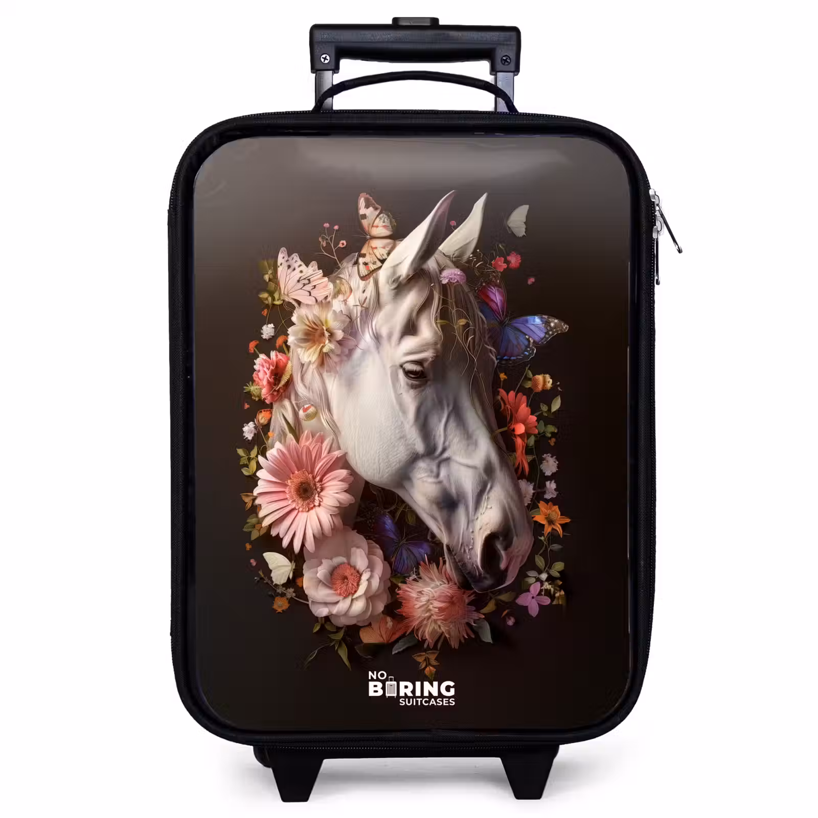 Children's suitcase - White horse head among colorful garland of flowers — 1