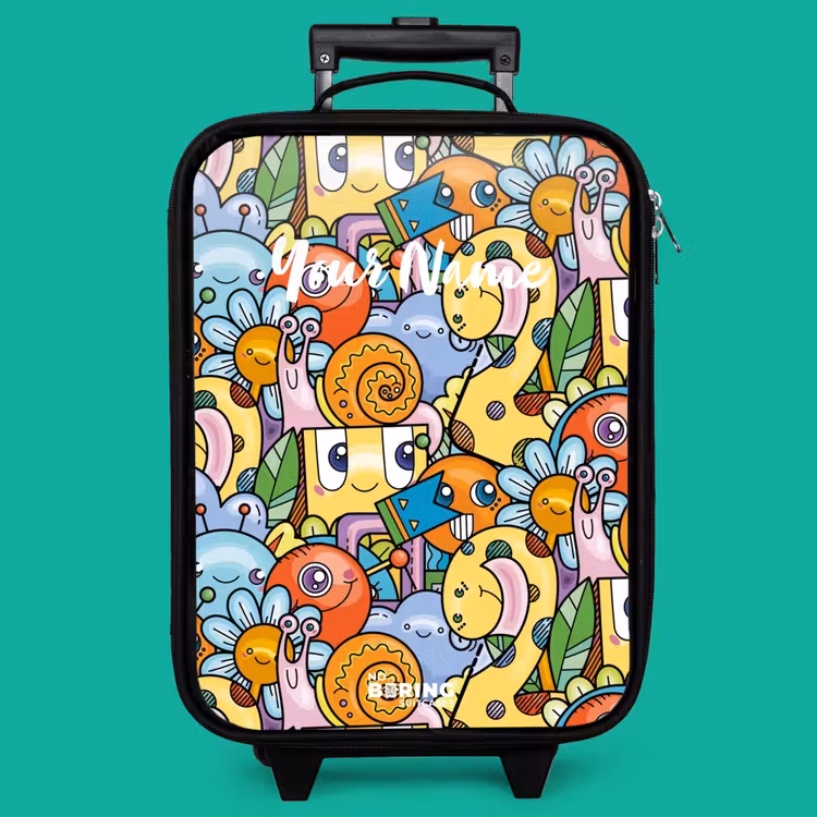 Children's suitcase - Cartoon of different creatures and faces — 4