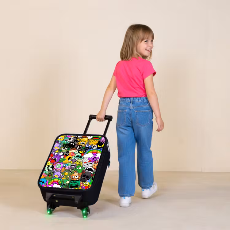 Children's suitcase - Chaotic colorful monster pattern — 2