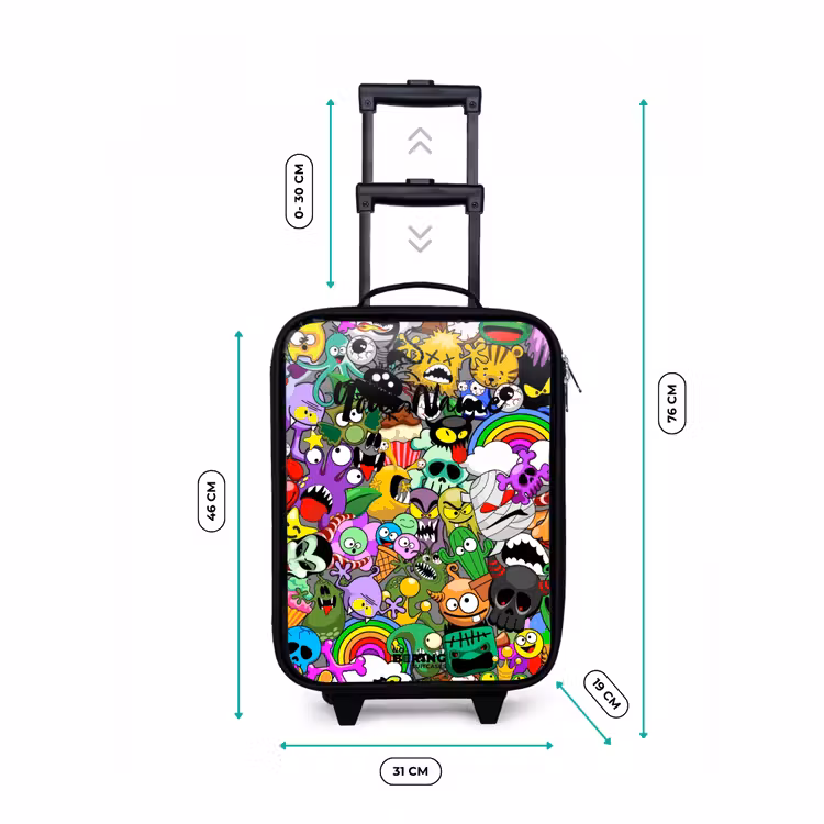 Children's suitcase - Chaotic colorful monster pattern — 3