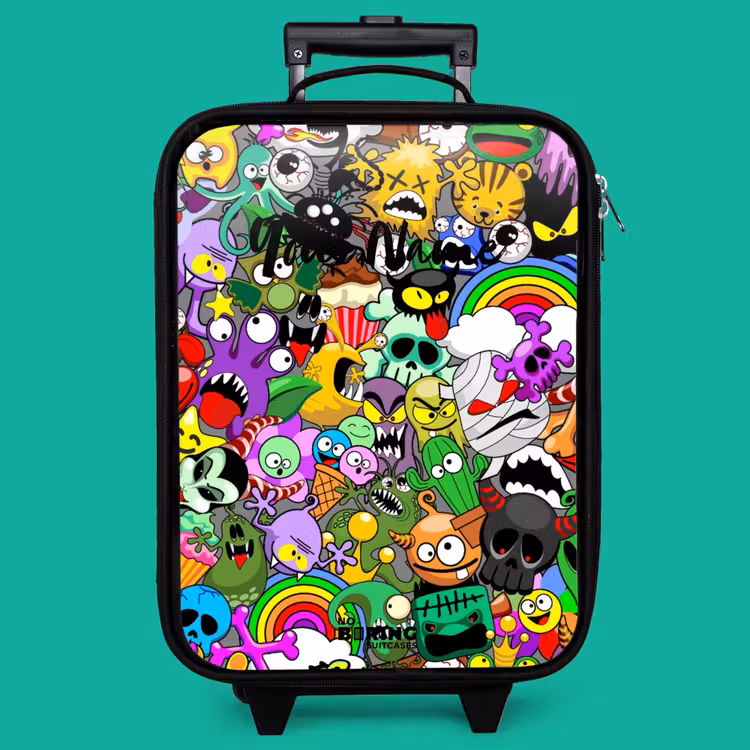 Children's suitcase - Chaotic colorful monster pattern — 4