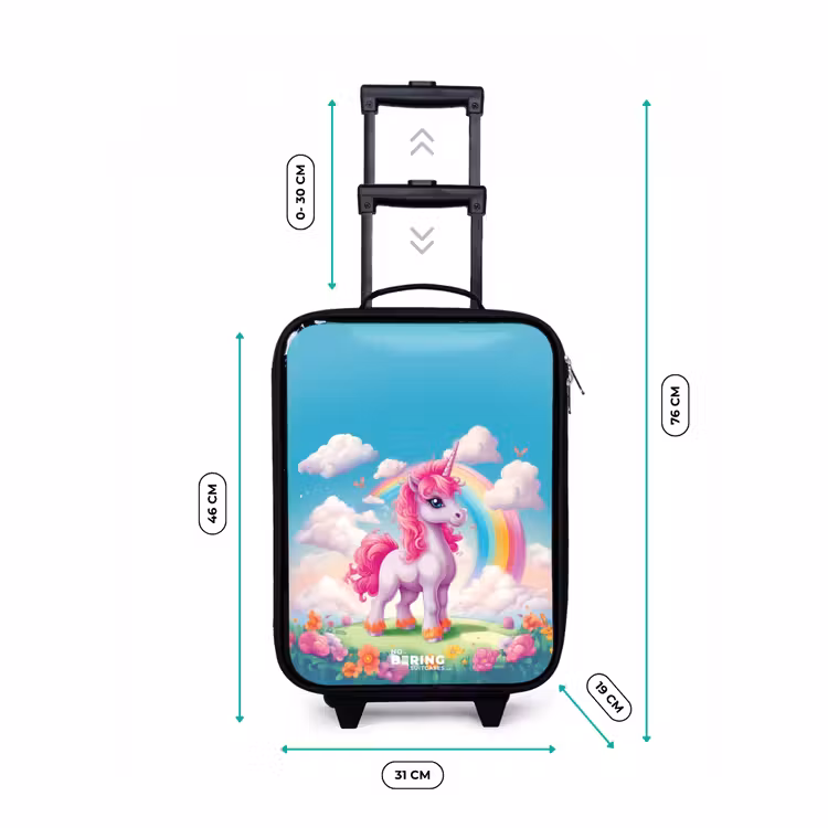 Children's suitcase - Cheerful unicorn at a rainbow — 2