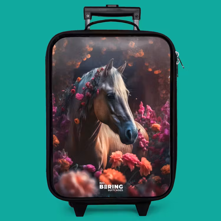 Children's suitcase - Golden brown horse among flowers — 4