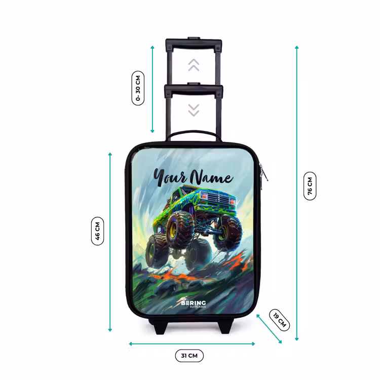 Children's suitcase - Green Monster Truck with Brushstrokes — 3