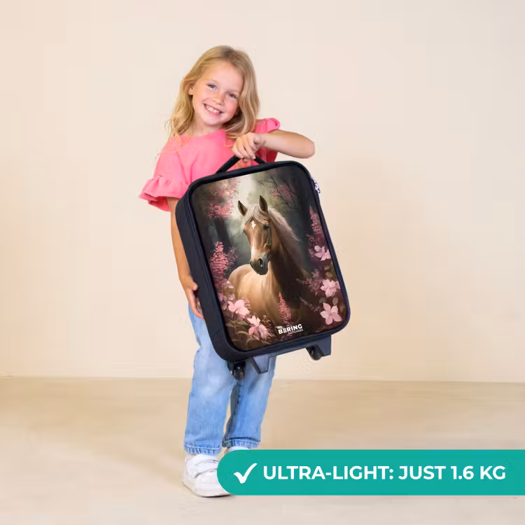 Children's suitcase - Light brown horse among pink flowers — 5
