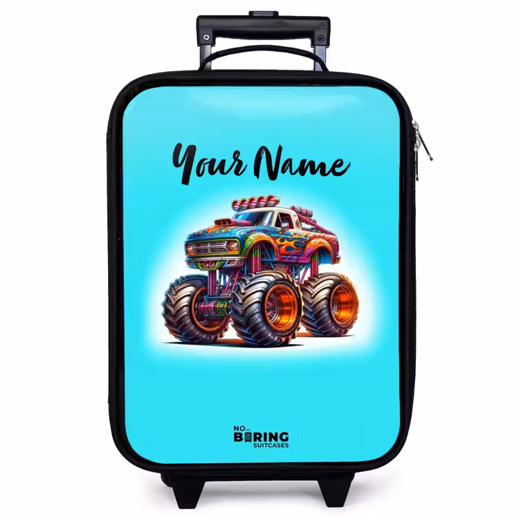 Children's suitcase - Monster Truck on Light Blue Background — 1