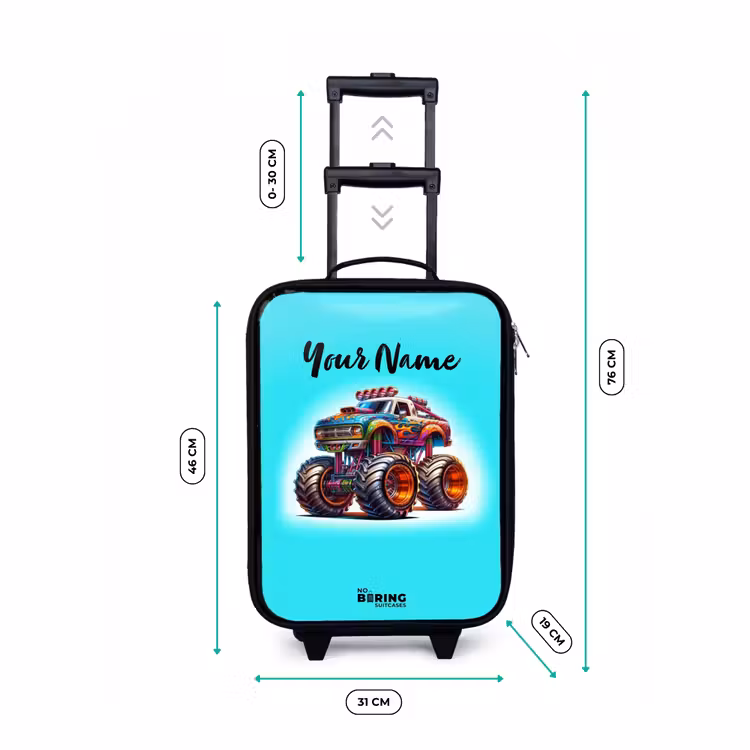 Children's suitcase - Monster Truck on Light Blue Background — 3