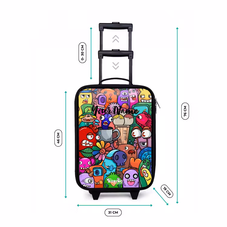 Children's suitcase - Monsters, flowers and ice cream pattern — 3