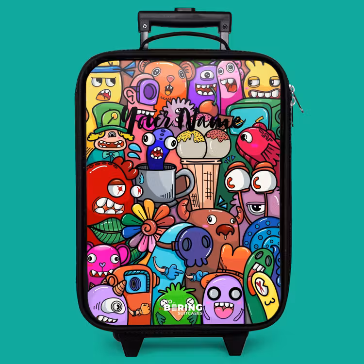 Children's suitcase - Monsters, flowers and ice cream pattern — 4