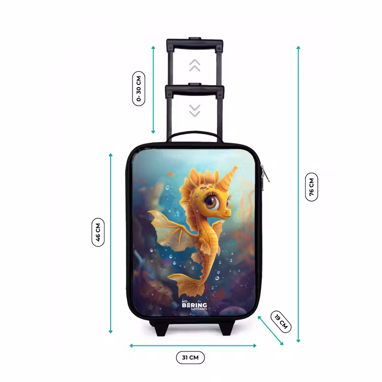 Children's suitcase - Black - Orange seahorse in the water — 3