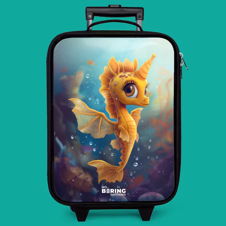 Children's suitcase - Black - Orange seahorse in the water — 4