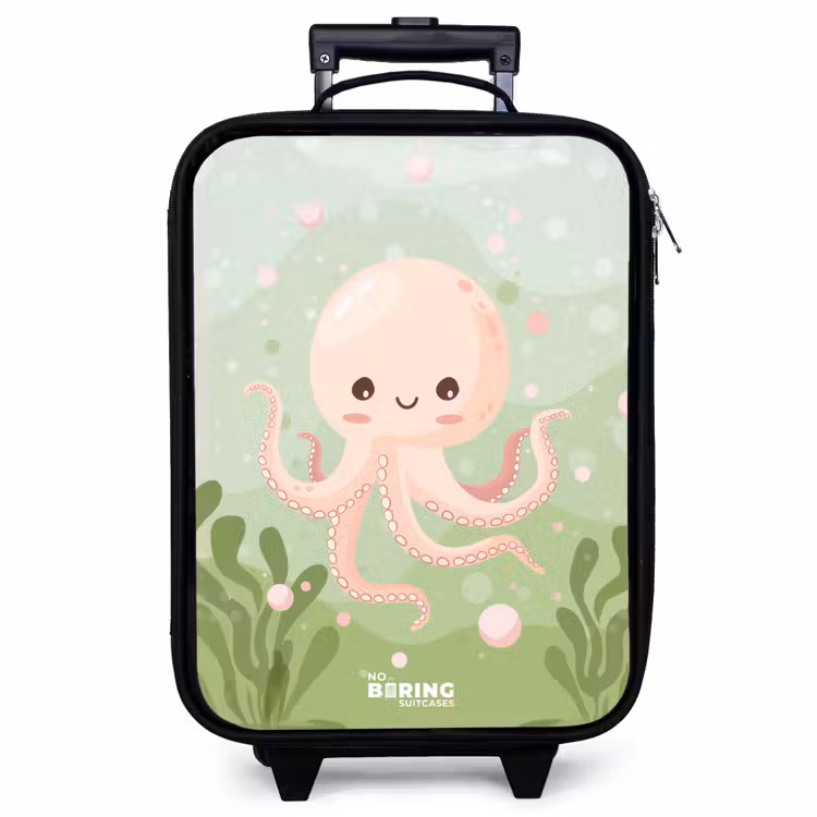 Children's suitcase - Pink octopus with a smile — 1