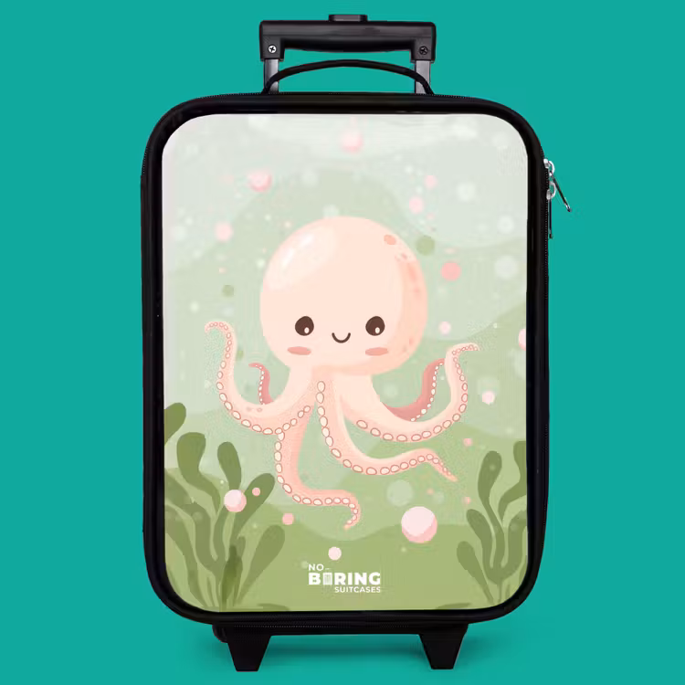 Children's suitcase - Pink octopus with a smile — 4