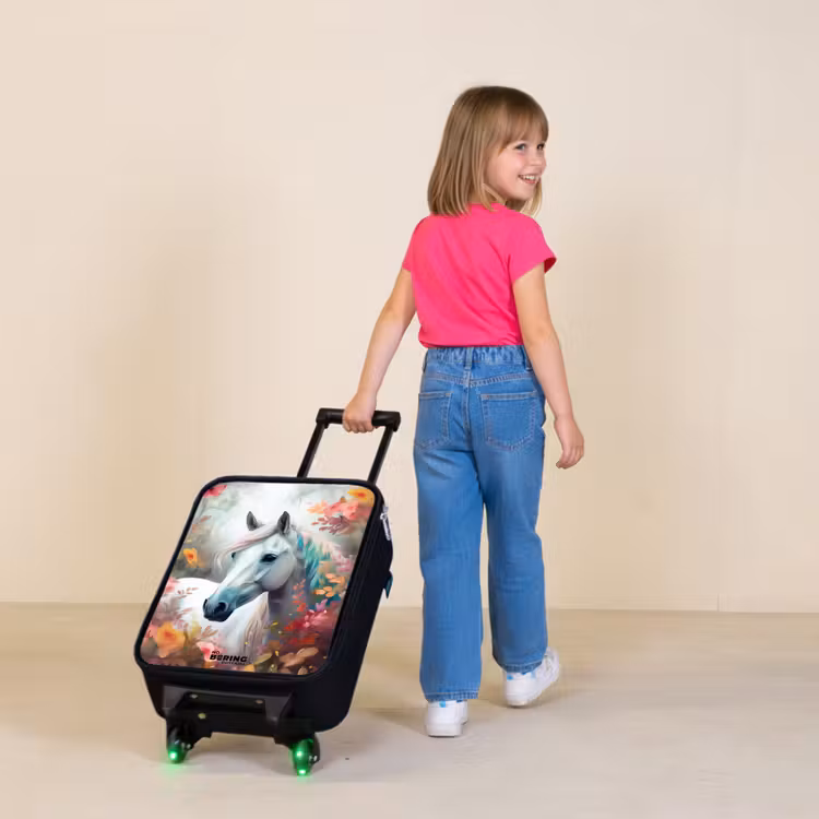 Children's suitcase - White horse surrounded by flowers — 2