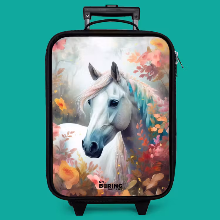 Children's suitcase - White horse surrounded by flowers — 4