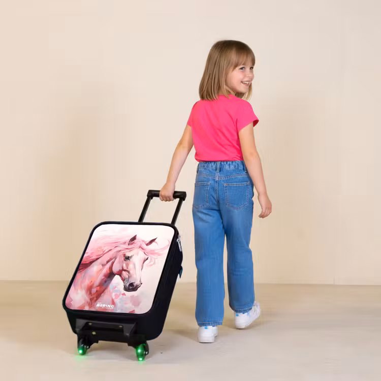 Children's suitcase - Horse in pink pastel colors — 2