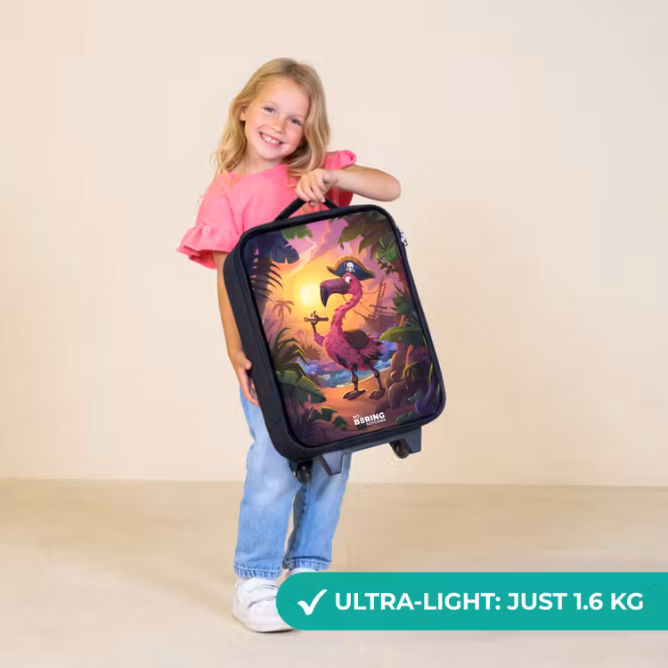 Children's suitcase - Pirate flamingo on a tropical pad — 5