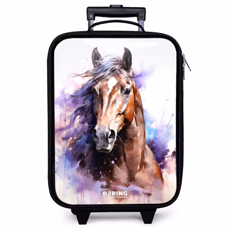 Children's suitcase - Watercolor horse with colorful splashes — 1