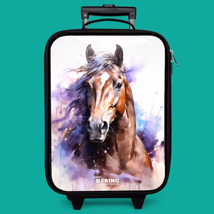 Children's suitcase - Watercolor horse with colorful splashes — 4
