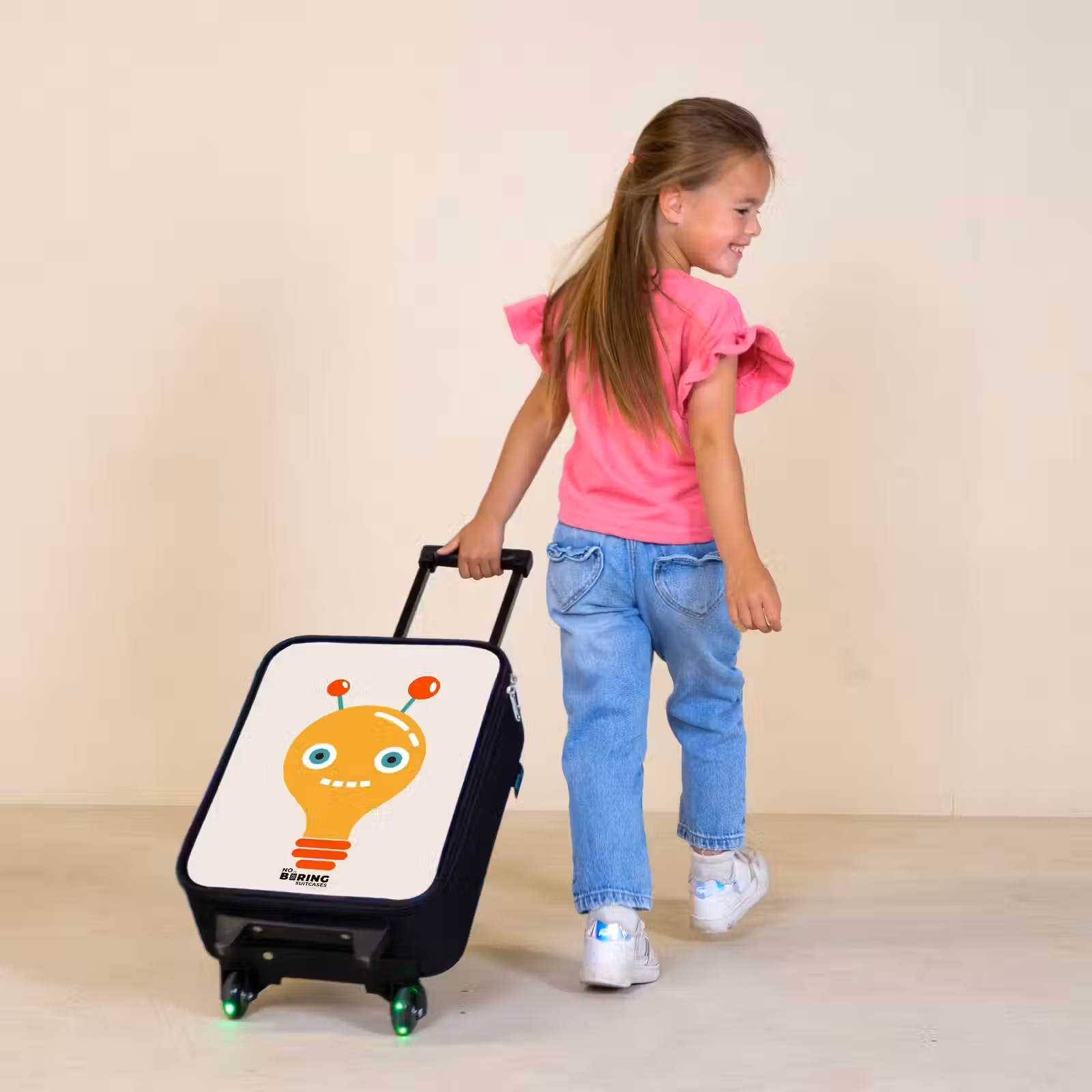 Children's suitcase - Light bulb robot with big eyes — 1