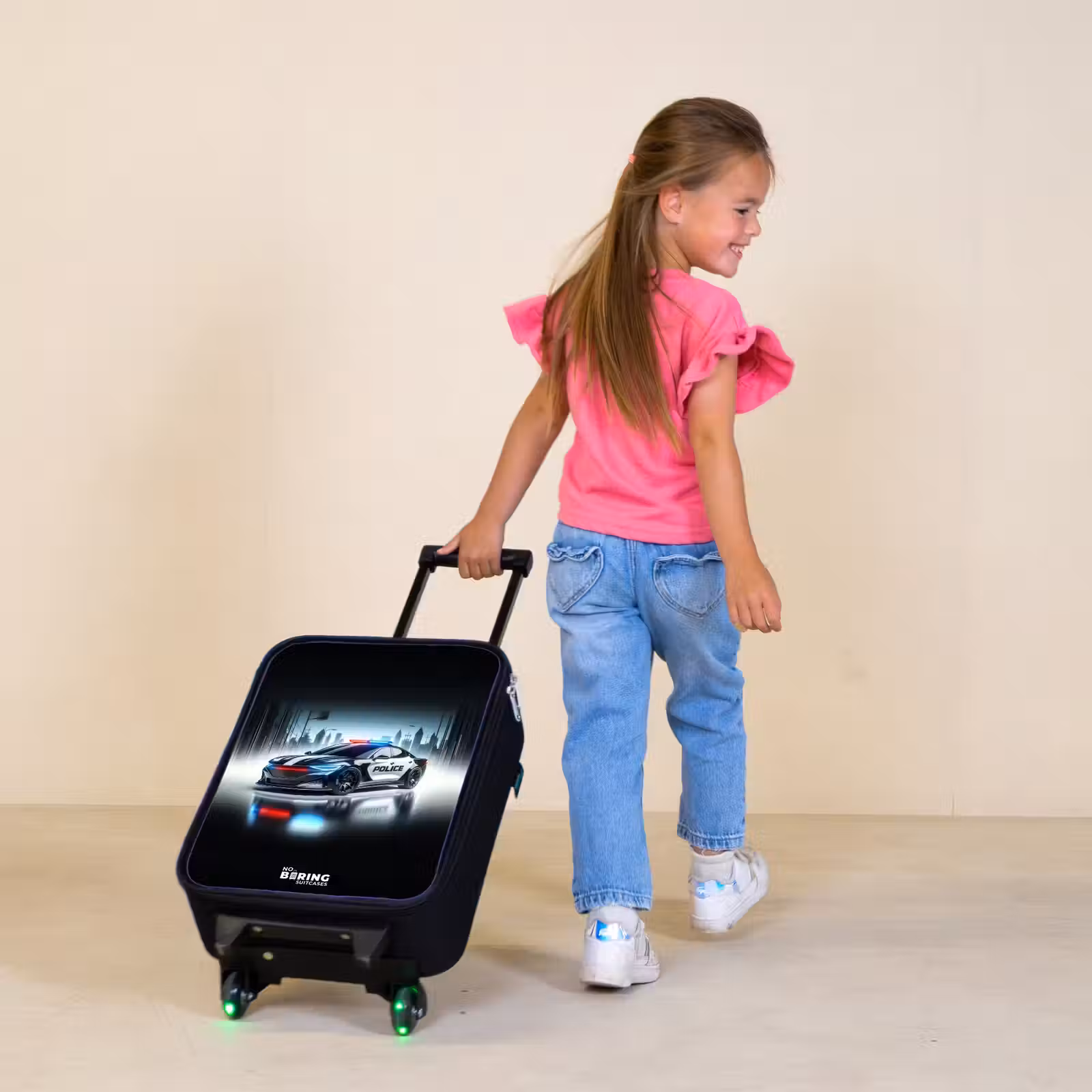 Children's suitcase - Black and white police car in front of a skyline — 1