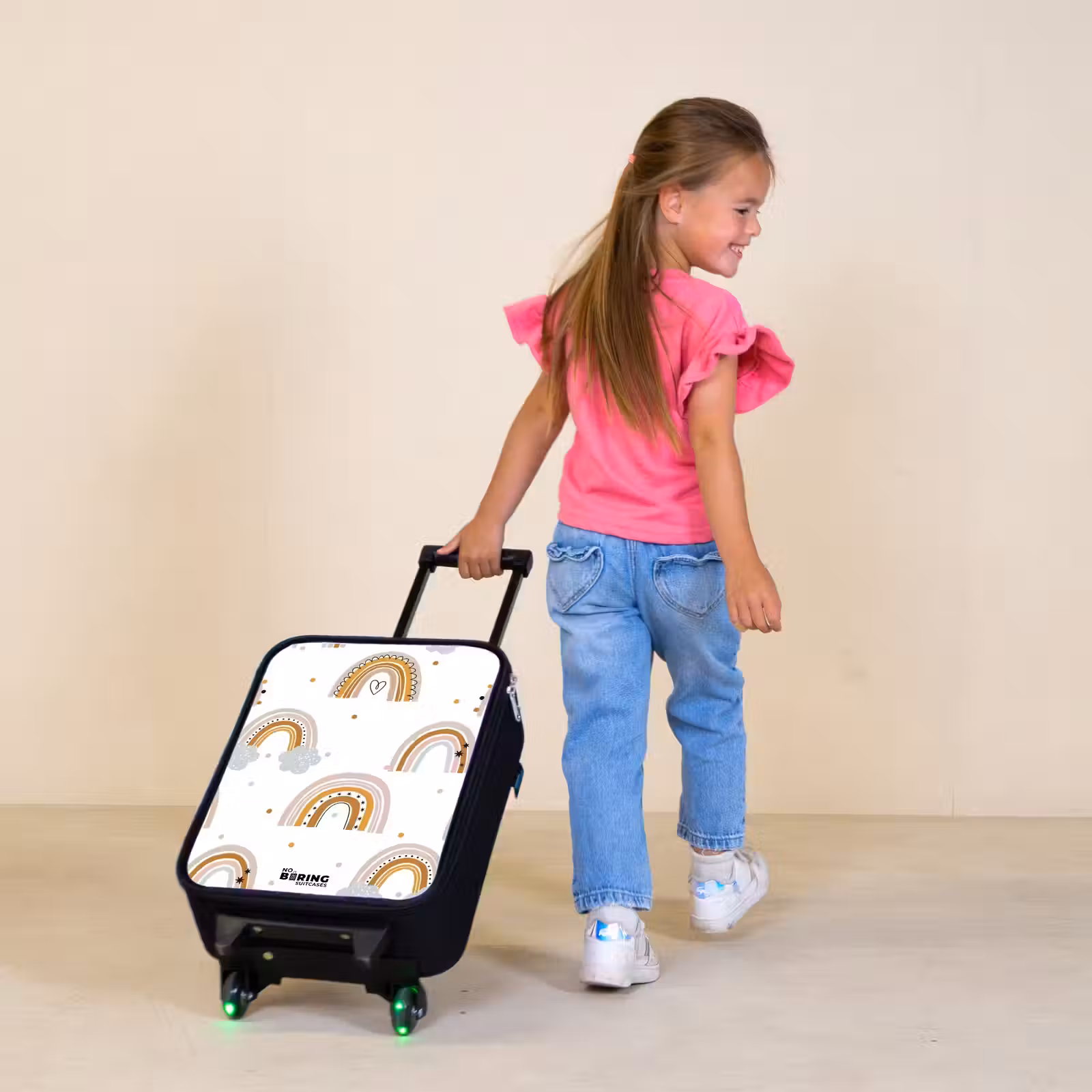 Children's suitcase - Rainbows pattern in soft colors — 1