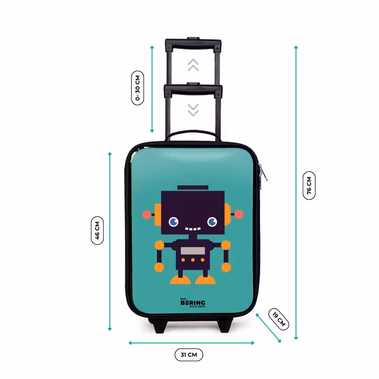 Children's suitcase - Black robot with orange accents on a blue background — 3