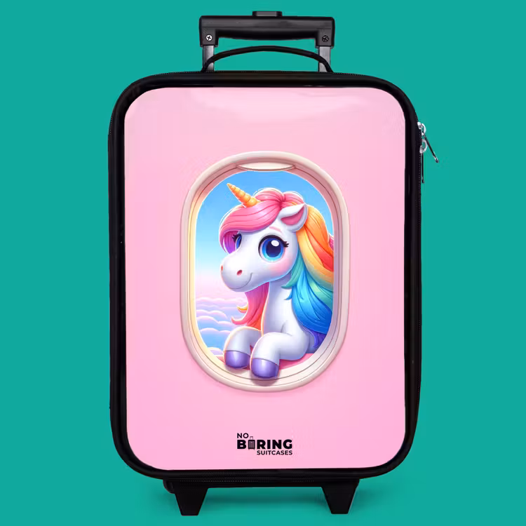 Children's suitcase - Colorful unicorn from an airplane window — 4