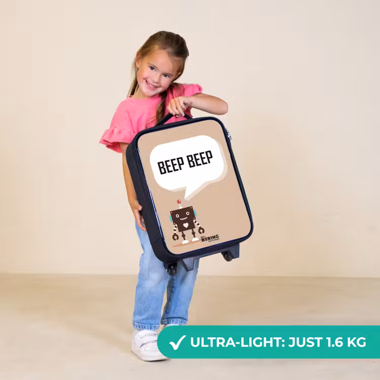 Children's suitcase - Dark brown robot with a text — 3