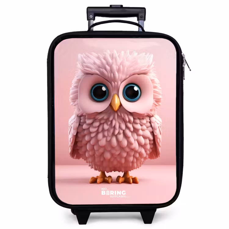 Children's suitcase - Pink owl with blue eyes — 1