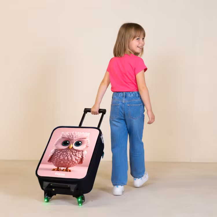 Children's suitcase - Pink owl with blue eyes — 2
