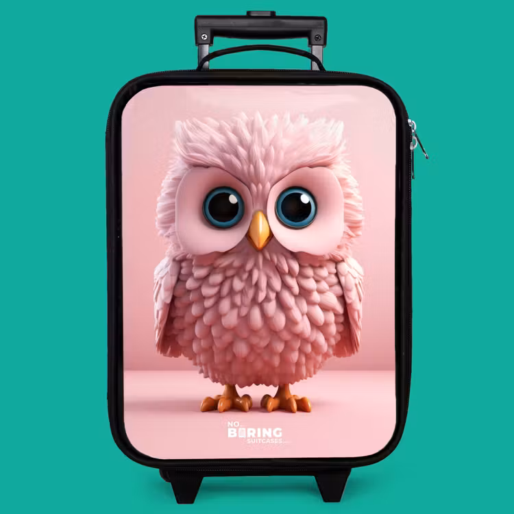 Children's suitcase - Pink owl with blue eyes — 4