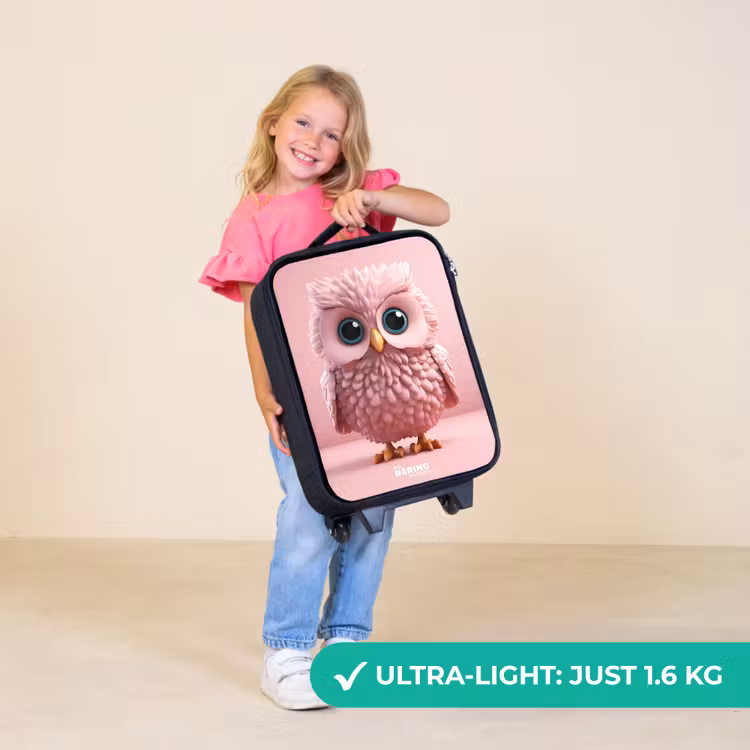 Children's suitcase - Pink owl with blue eyes — 5