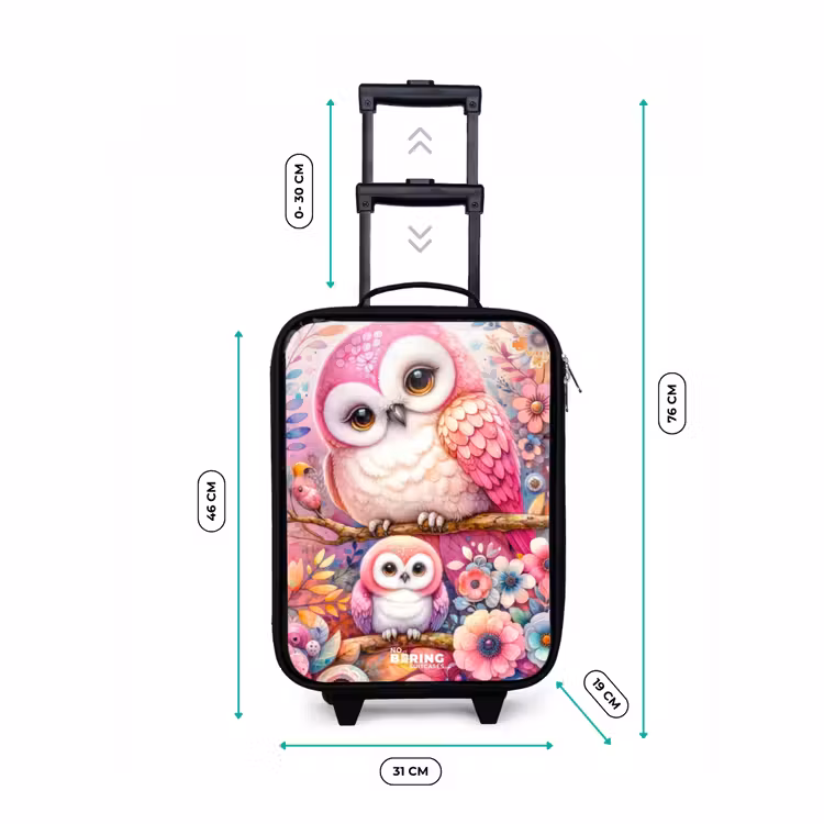 Children's suitcase - Mother owl with chick among colorful flowers — 3