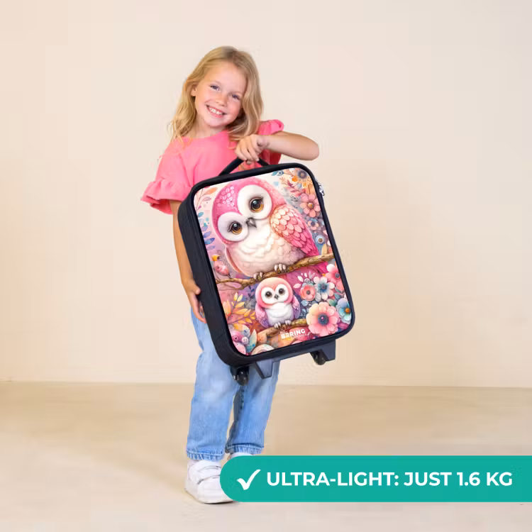 Children's suitcase - Mother owl with chick among colorful flowers — 5