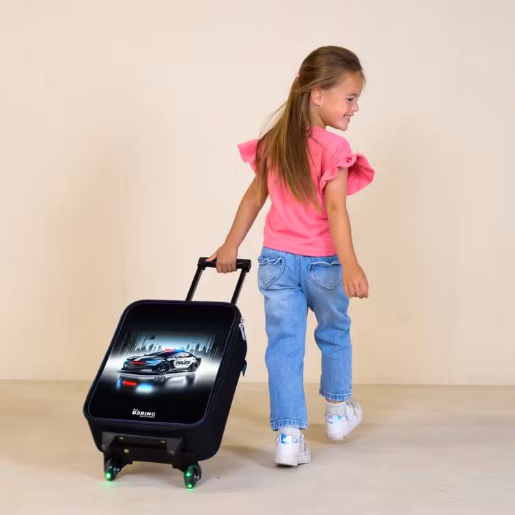 Children's suitcase - Black and white police car in front of a skyline — 1