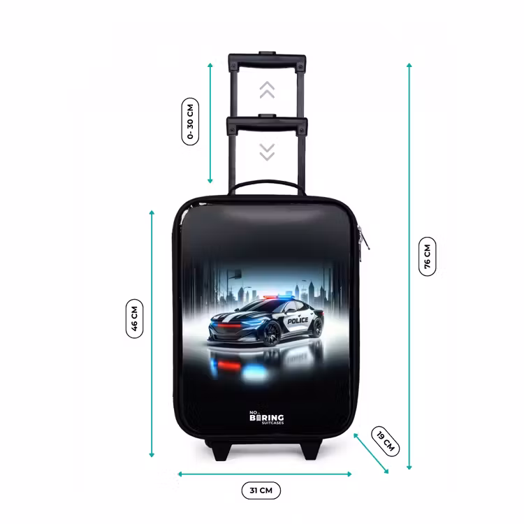 Children's suitcase - Black and white police car in front of a skyline — 2