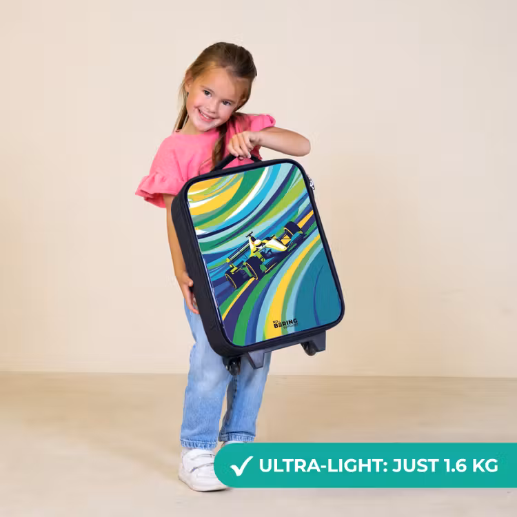 Children's suitcase - Race car on striped background — 3