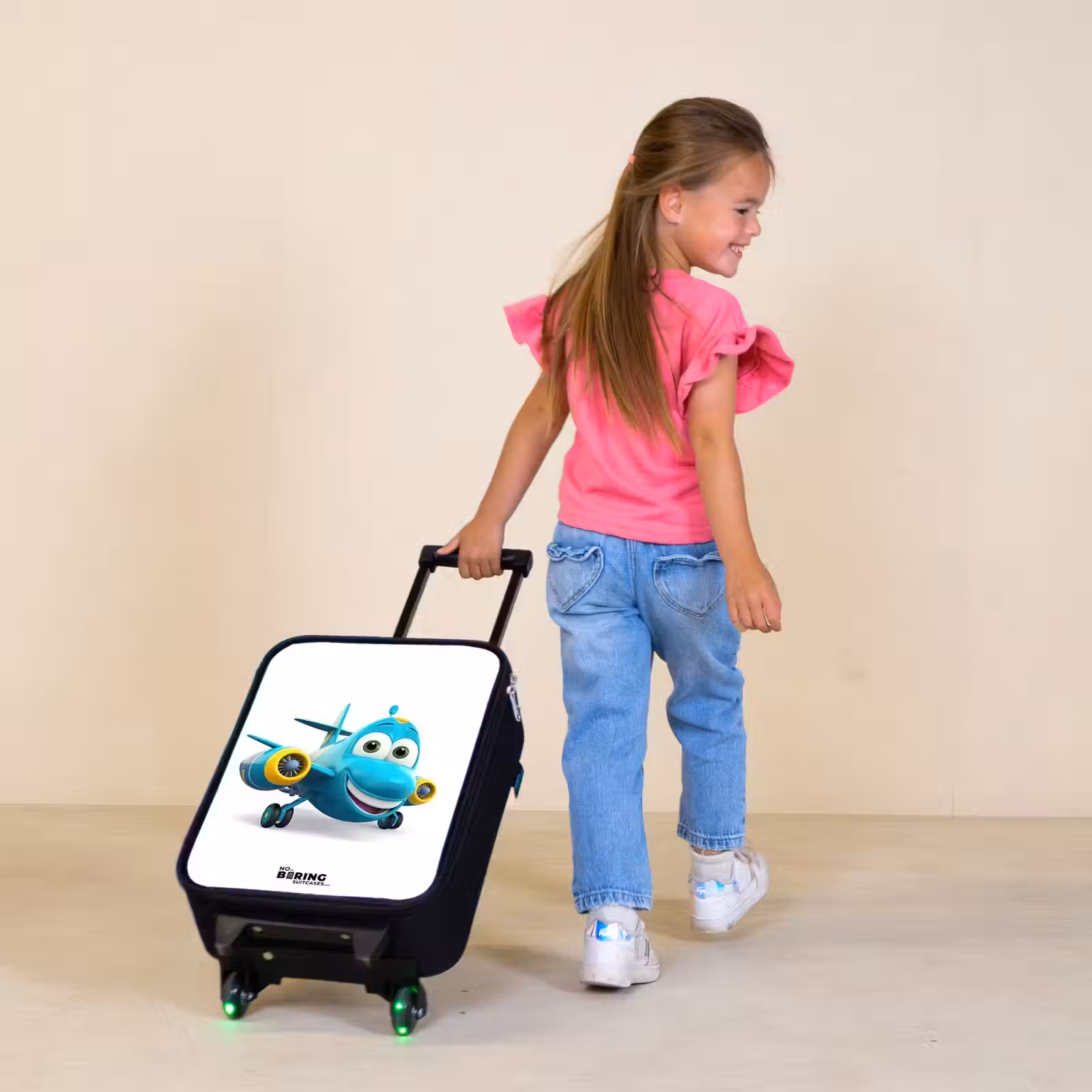 Children's suitcase - Blue airplane with smiling face — 1