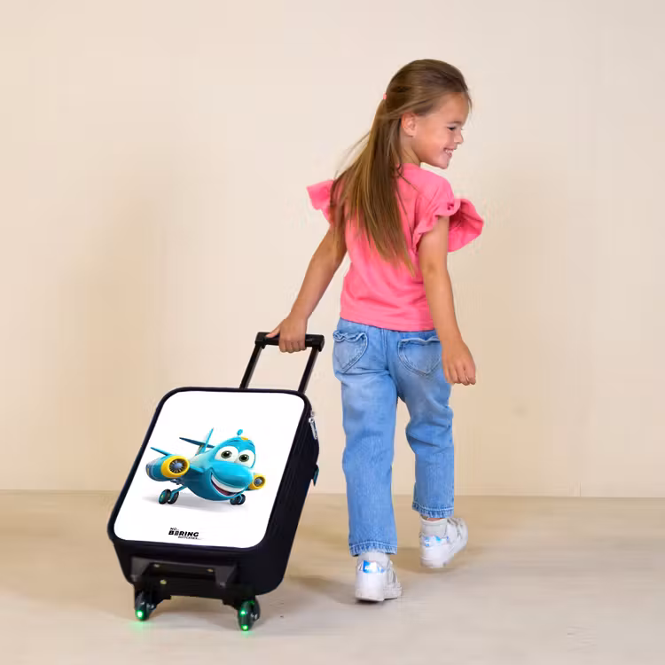 Children's suitcase - Blue airplane with smiling face — 1