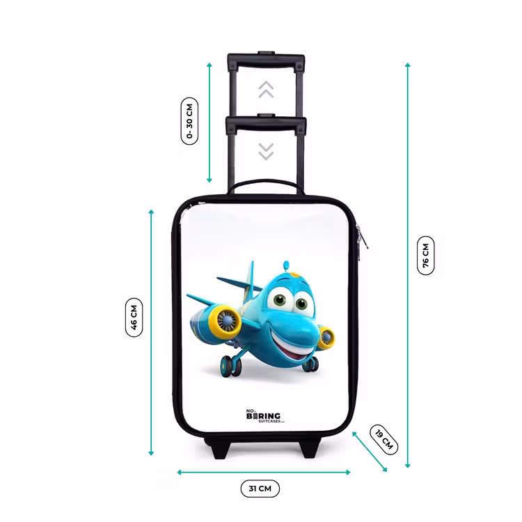 Children's suitcase - Blue airplane with smiling face — 2
