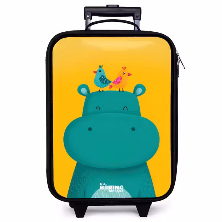 Children's suitcase - Hippo - Birds - Yellow — 1