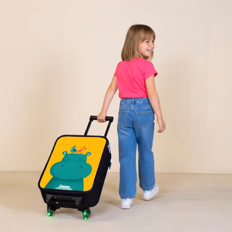 Children's suitcase - Hippo - Birds - Yellow — 2