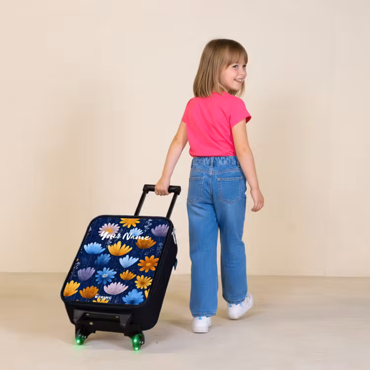 Children's suitcase - Flowers on a dark blue background — 2